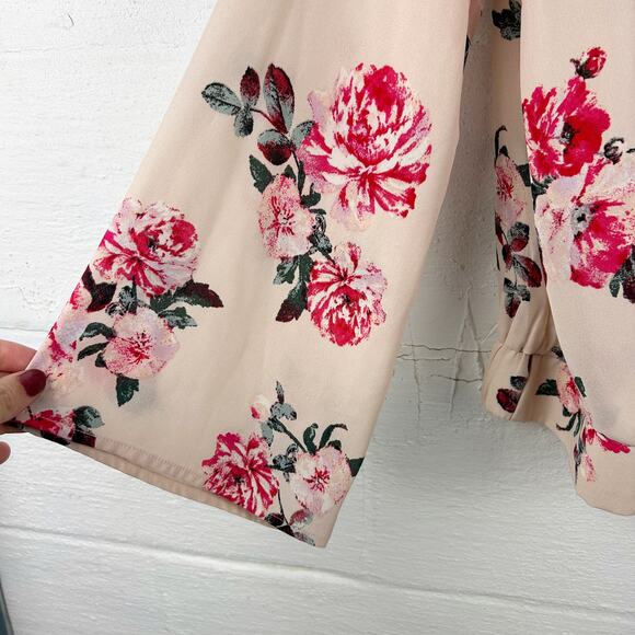 Cato Women's Dusty Pink Floral Wrap Top – Tie Front & Dolman‎ Sleeves, Size M - Picture 6 of 8
